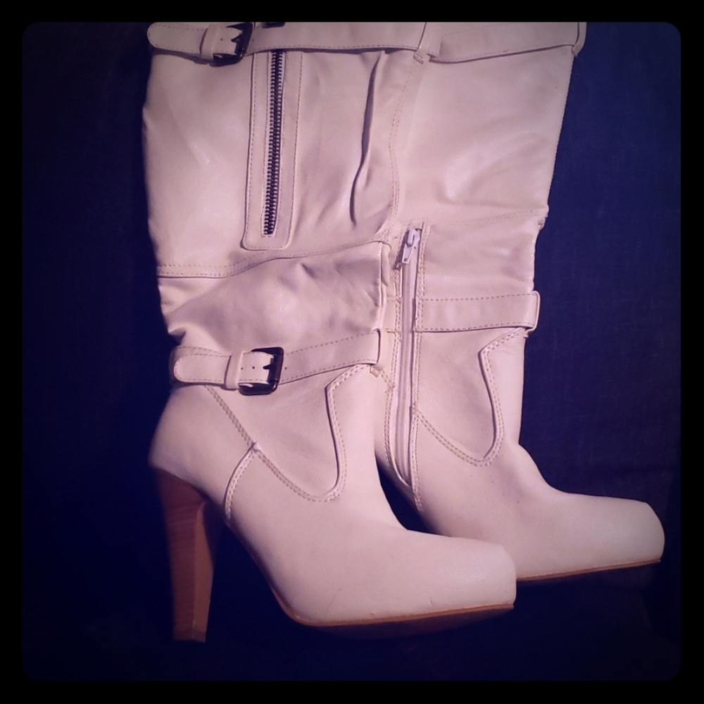 Knee High White Boots